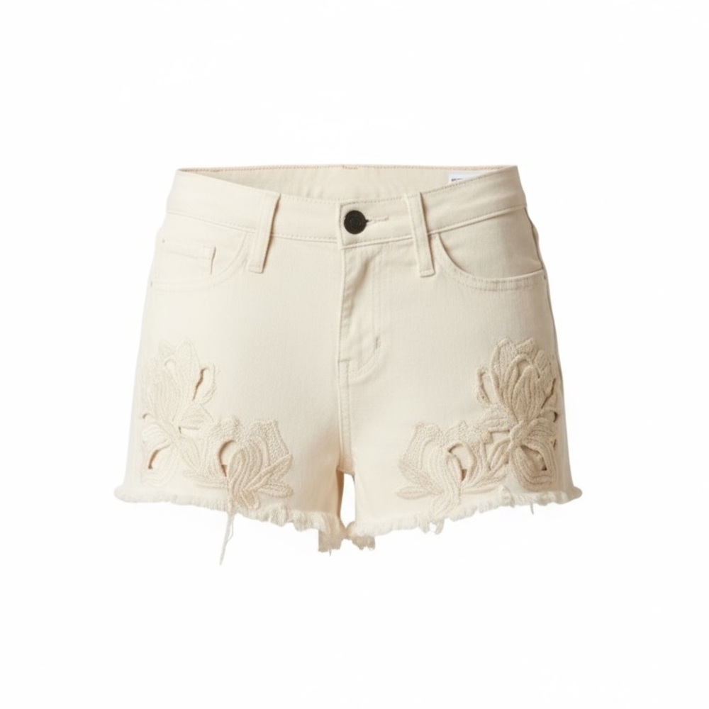 Daytrip Capricorn High Rise Cream Embroidered Shorts size 28